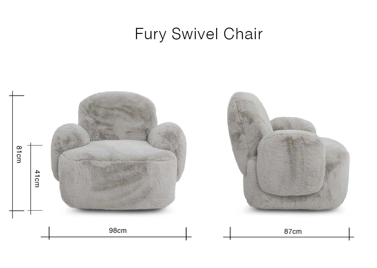 A dimension image of the Fury Swivel with 98cm x 87cm x 81cm