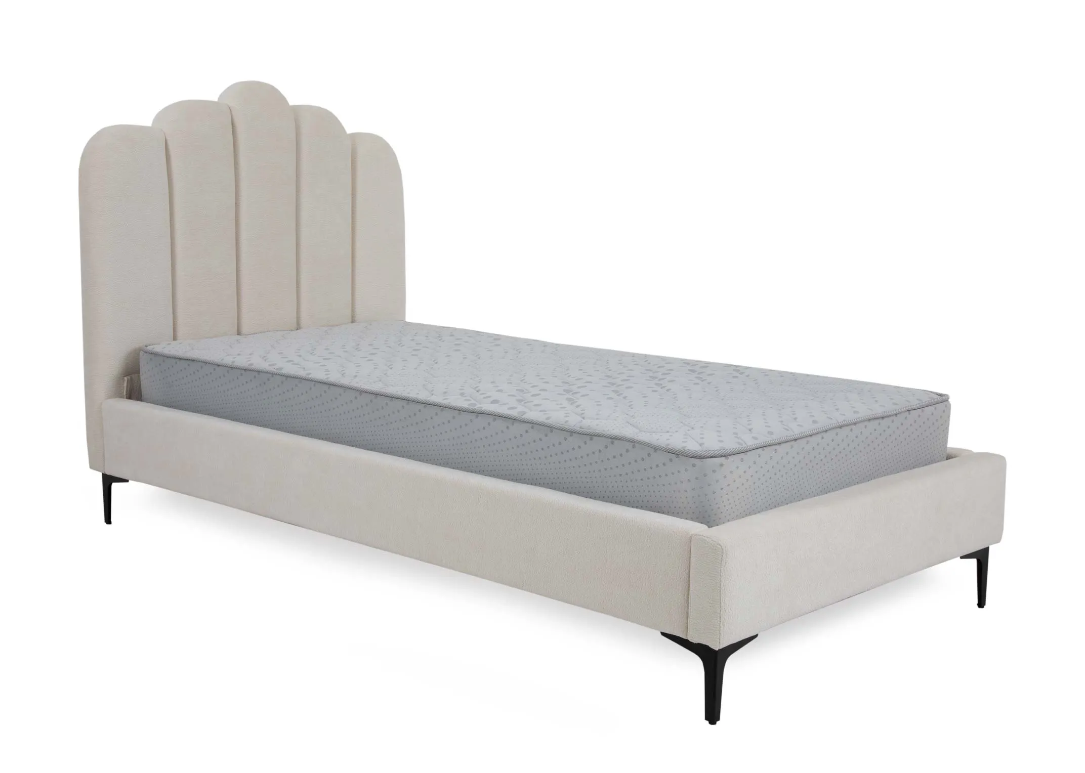 Single (3ft) Cream Fabric Bed Frame - Faye