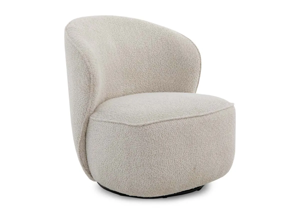 Cream Fabric Swivel Chair - Zurich