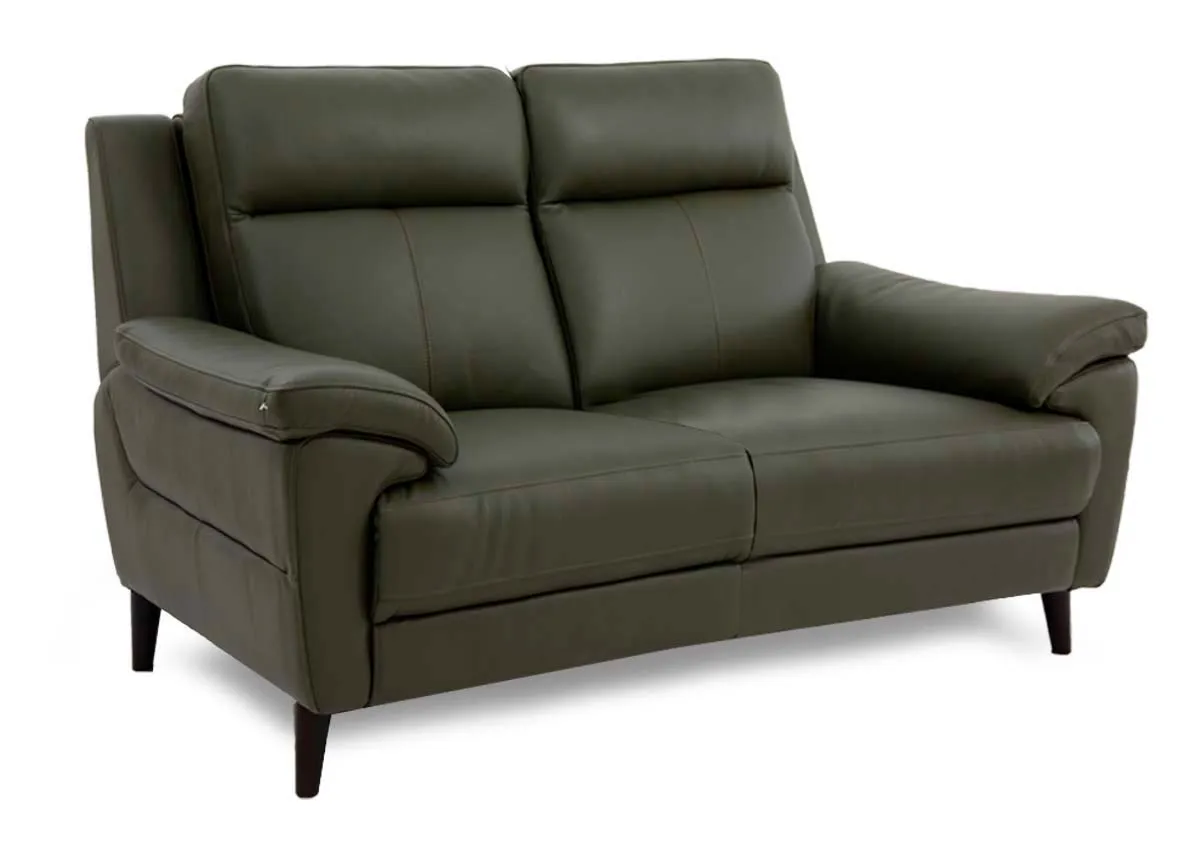 2 Seater Green Leather Sofa - Elliot