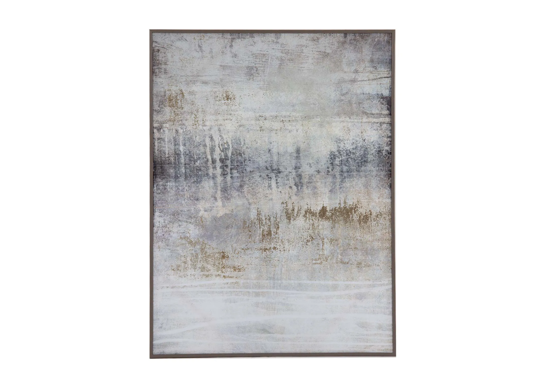 A gold foil canvas of a moody landscape from EZ Livings Torrent range. Front view.