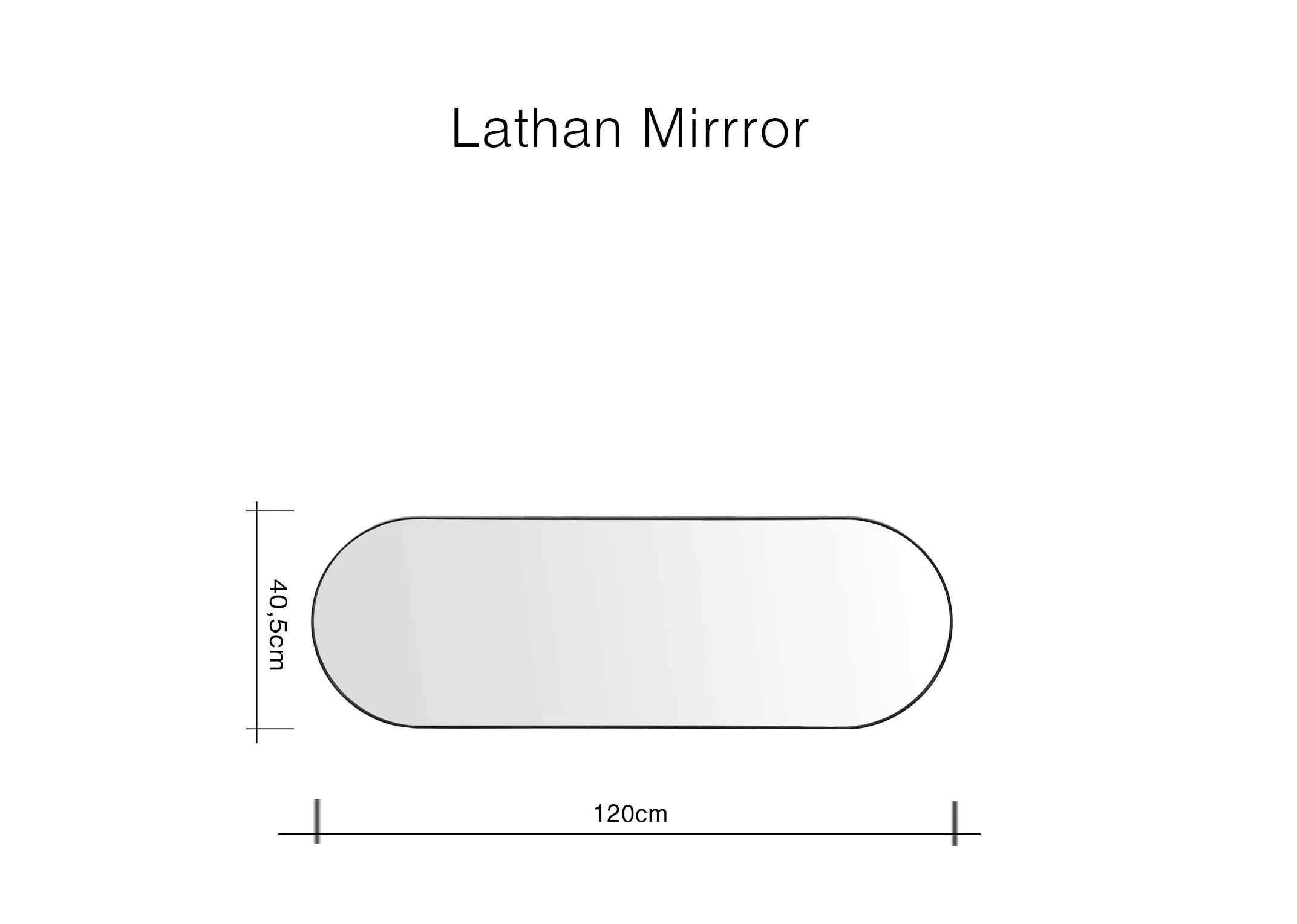 A dimension image of the Lathan Mirror with 120cm x 40.5cm