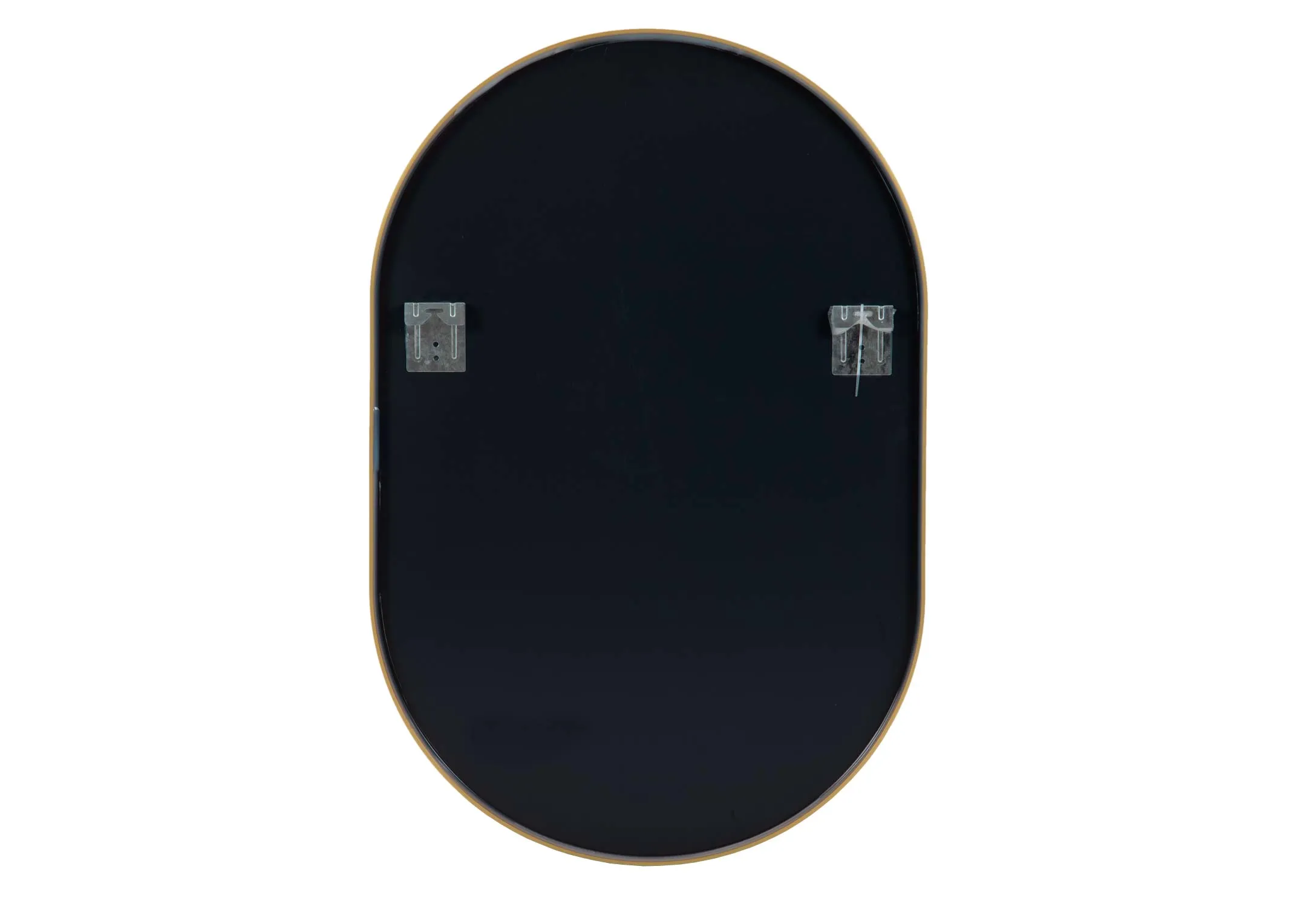 A gold framed oval mirror from EZ Livings Otto range.Back view of wall hanging hooks