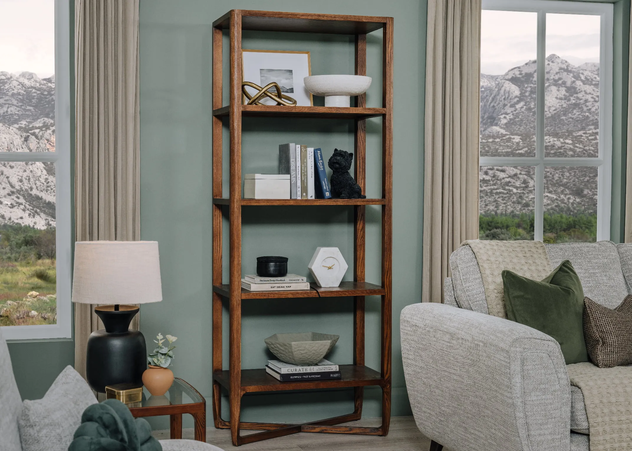 Brown Ash Open Shelf Unit - Cameo