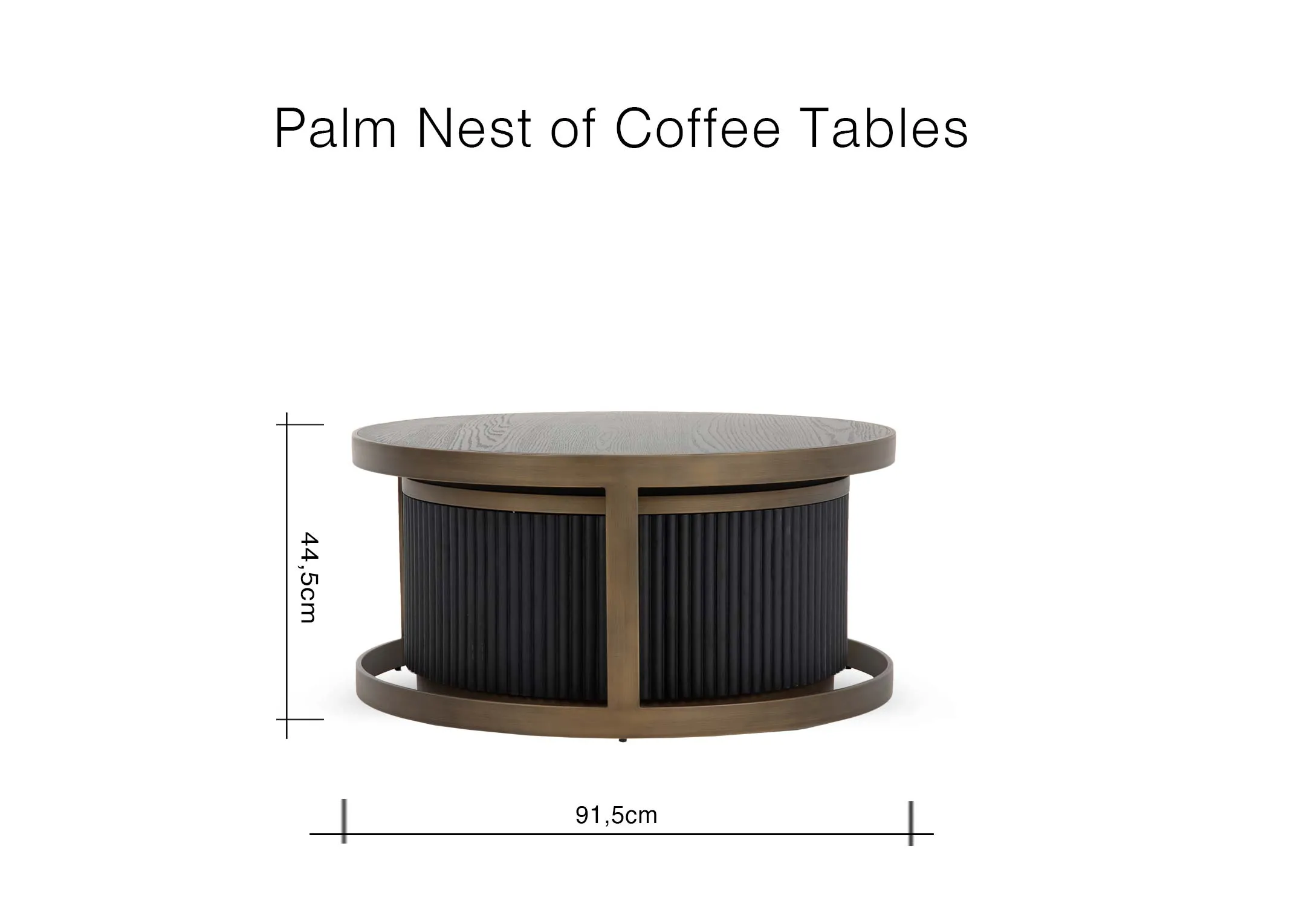 A dimension image of the Palm Nest of 2 Coffee Tables with 91.5cm x 44.5cm