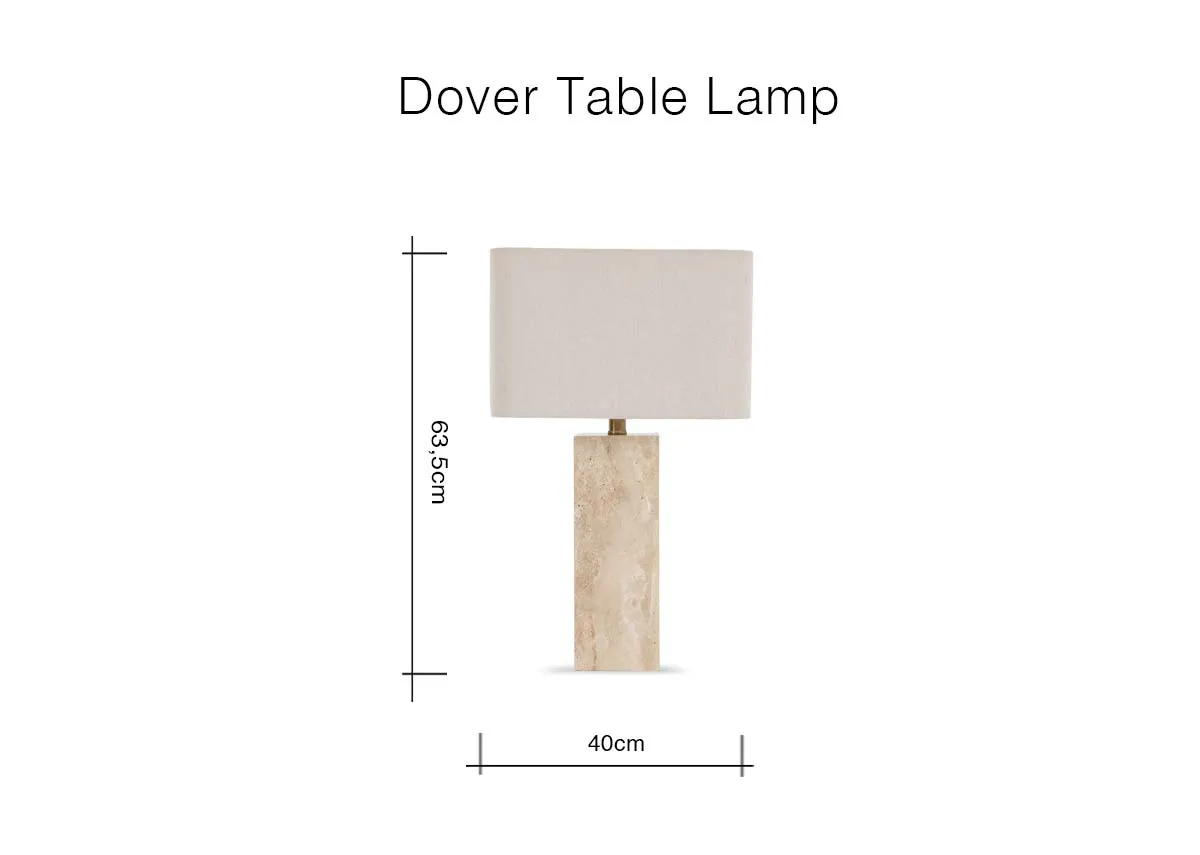 A dimension image of the Dover Table lamp with 40cm x 63.5cm