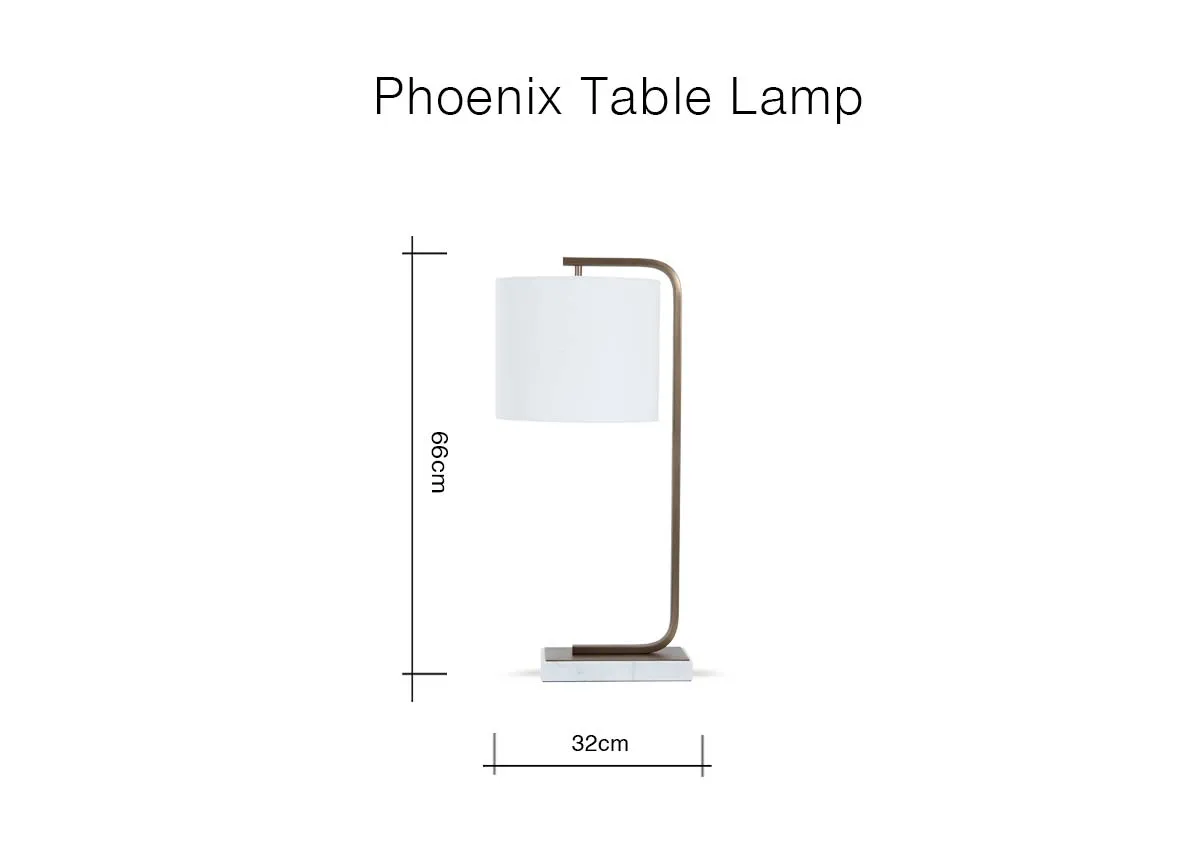 A dimension image of Phoenix Table Lamp with 32cm x 66cm