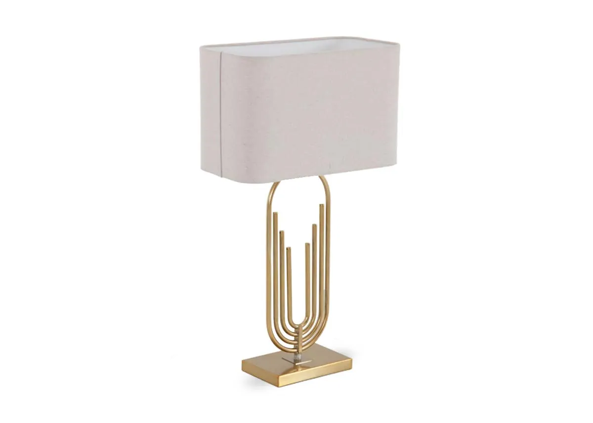 Gold Table Lamp with Cream Shade - Manila