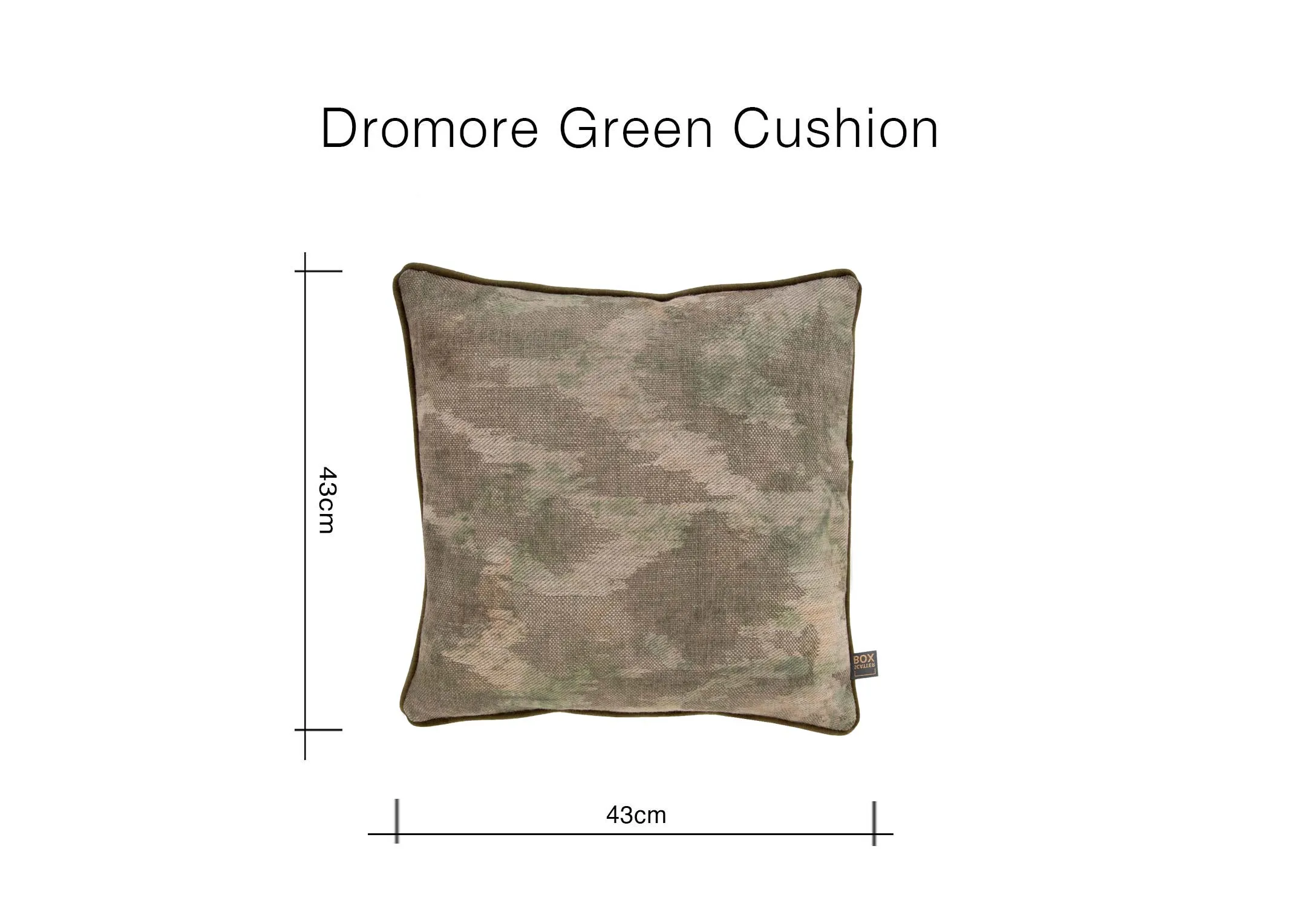 A dimension image of the Dromore Cushion with 43cm x 43cm