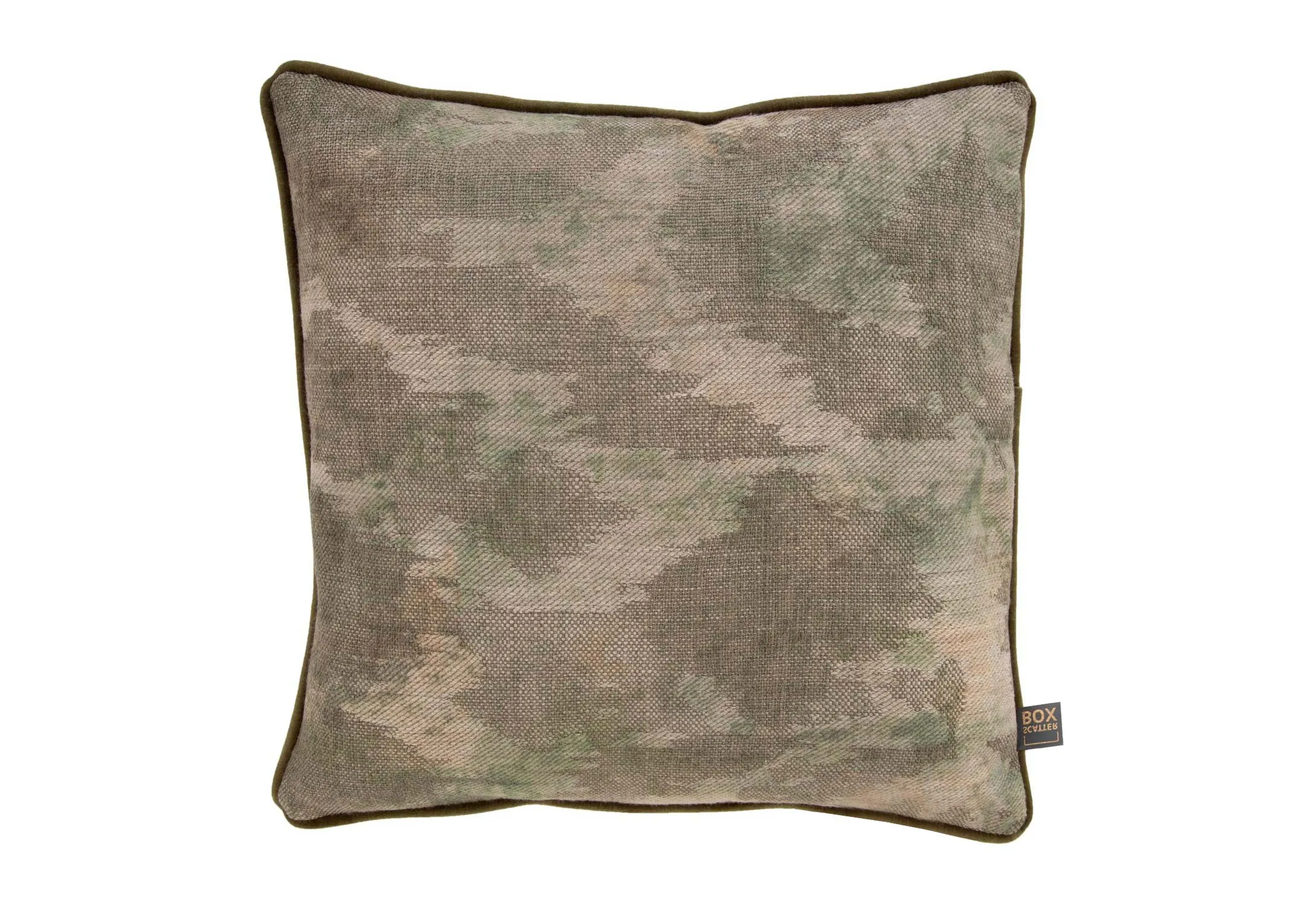 Green Print & Velvet Cushion - Dromore