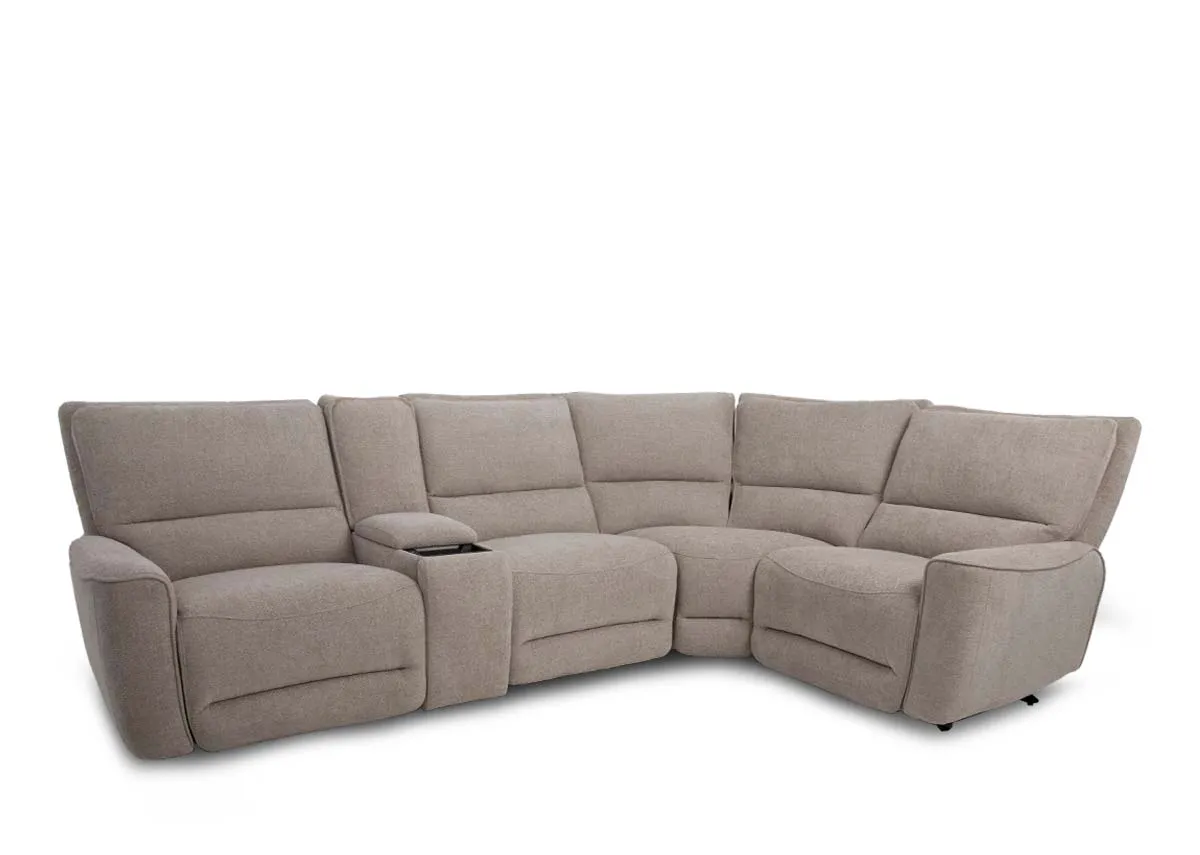 Large Beige Fabric Power Reclining Sofa with USB - Ashbrook