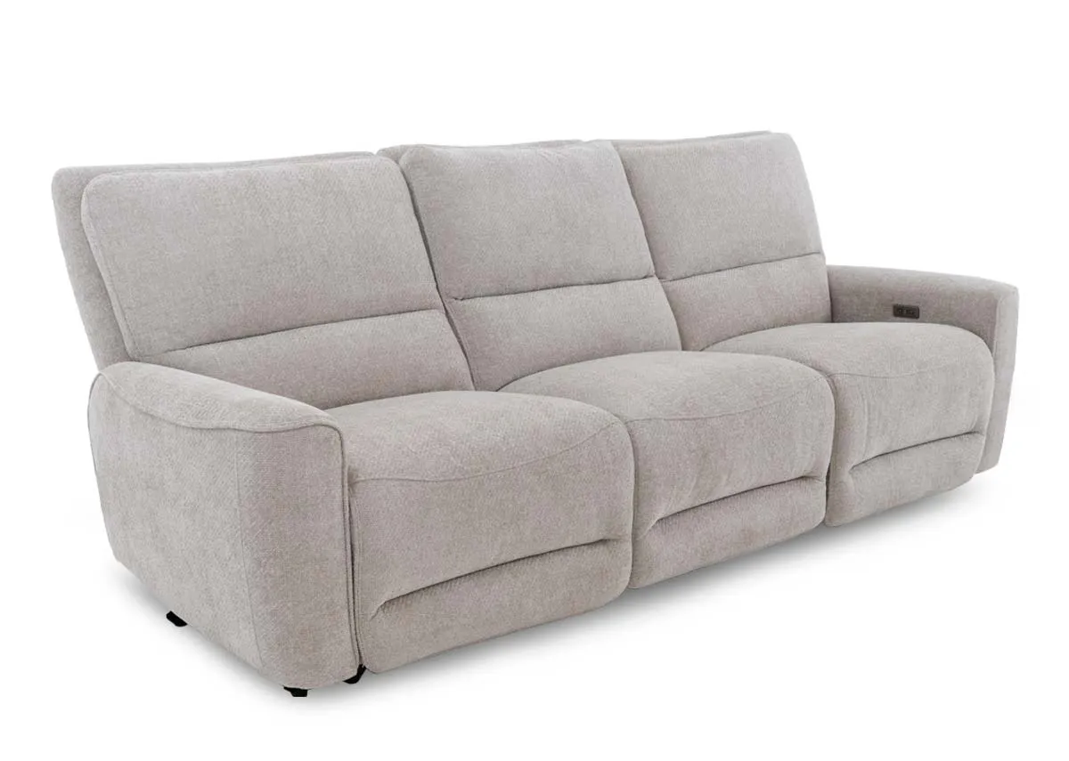 3 Seater Beige Fabric Power Recliner Sofa - Ashbrook