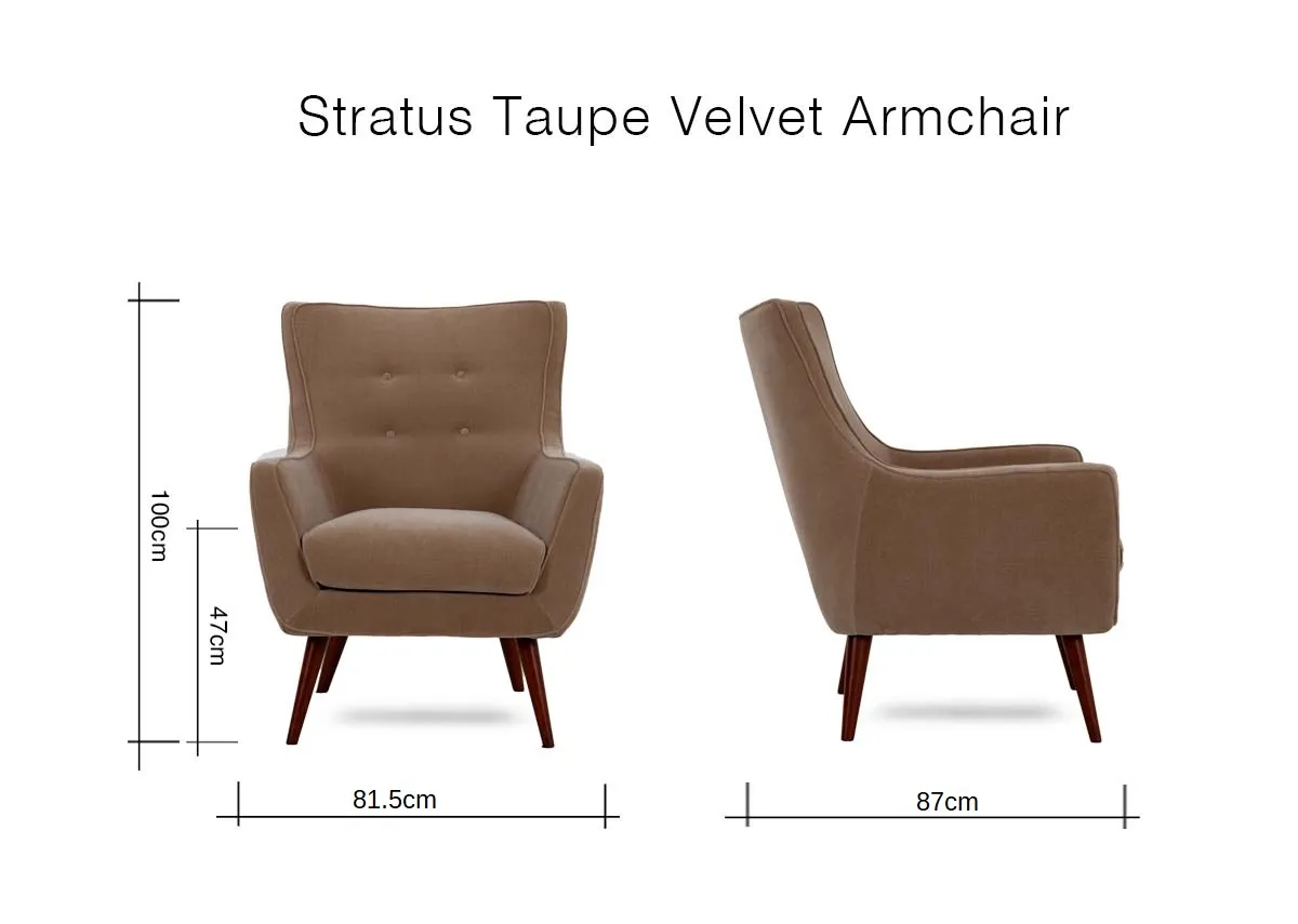 A dimension image of the Stratus Armchair with 81.5cm W x 87cm D x 101cm H