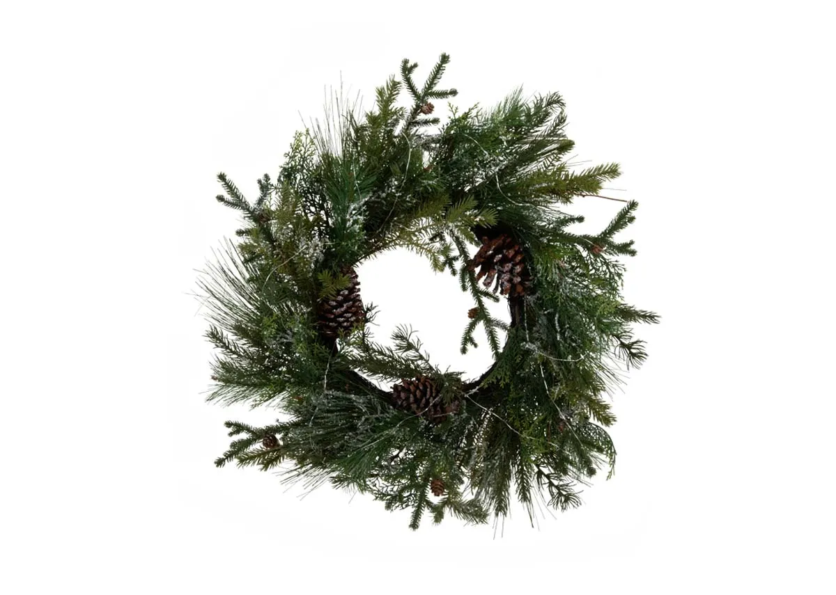 Frosted Pine with LED - Christmas Wreath