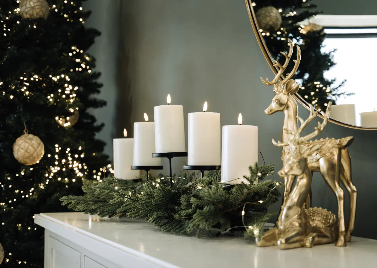 Pine Needle With LED - Christmas Candle Holder