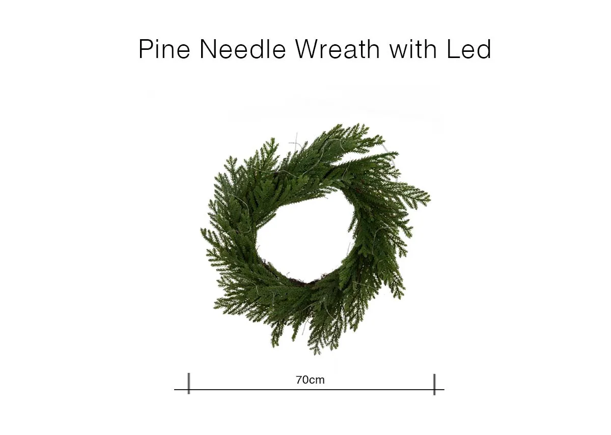 A dimension image of the Pine Wreath with 70cm Width
