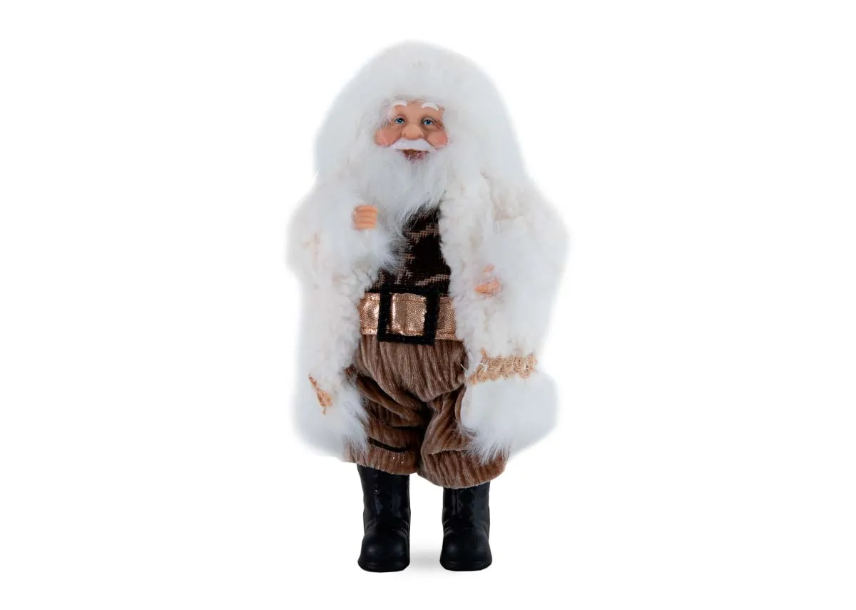 A traditional cream Santa Claus figurine from EZ Livings Christmas range.Front view