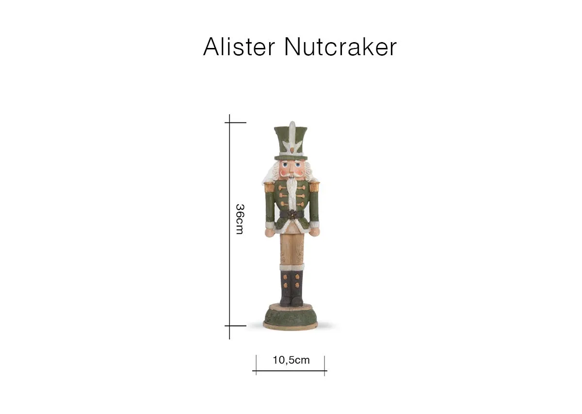 A dimension image of the Alister Nutcracker with 10.5cm x 36cm