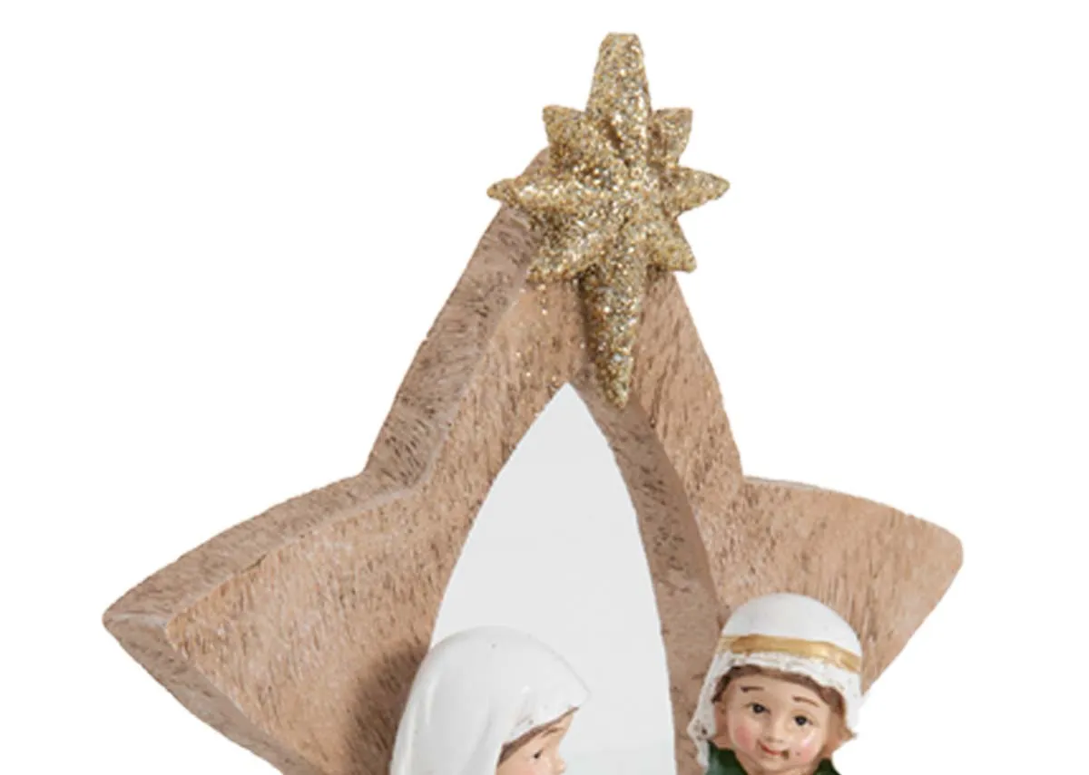 A dimension image of the Away in a Manger Ornament with 16cm x 17.5cm