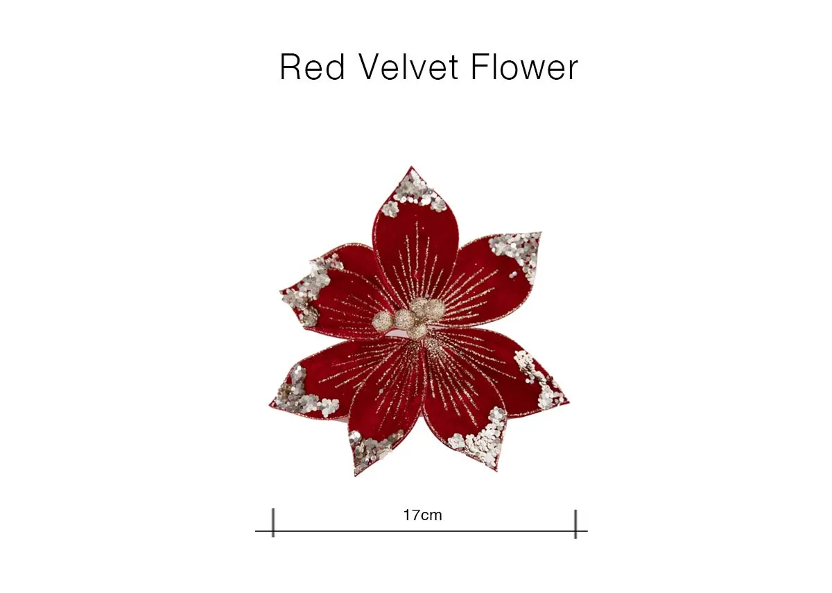 A dimension image of the Red Flower Bauble with 17cm