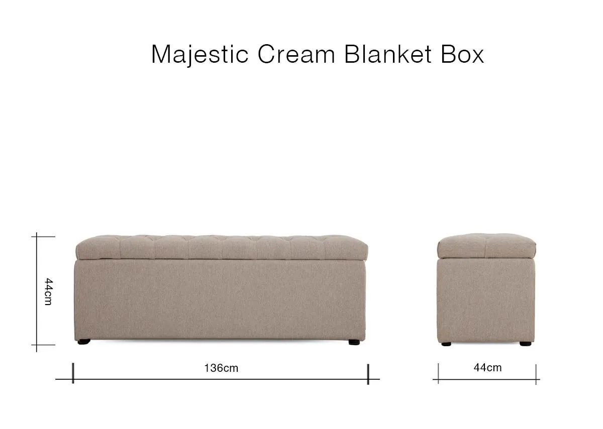 A dimension image of the Majestic Blanket Box with 136cm x 44cm