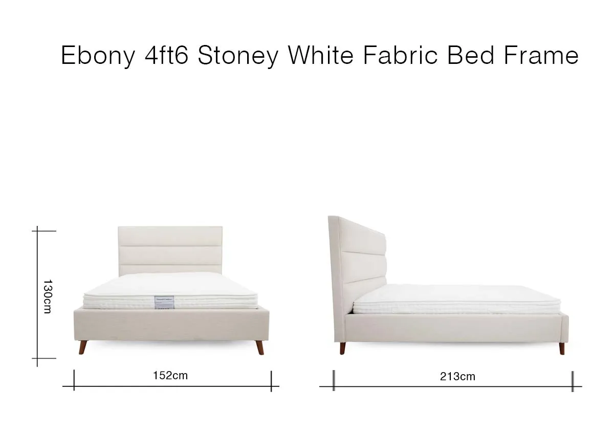 A dimension image of the Ebony Bed frame with 152cm x 213cm x 130cm