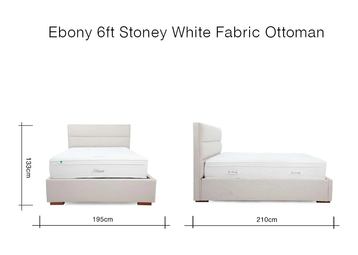 A dimension image of the Ebony Ottoman Bed with