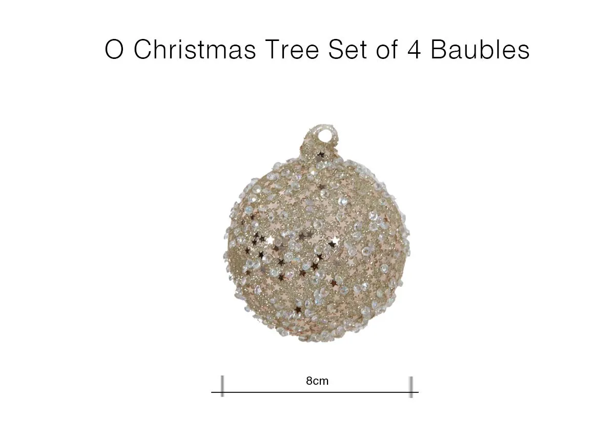 A dimension image of the O Christmas Tree Bauble Set with 8cm