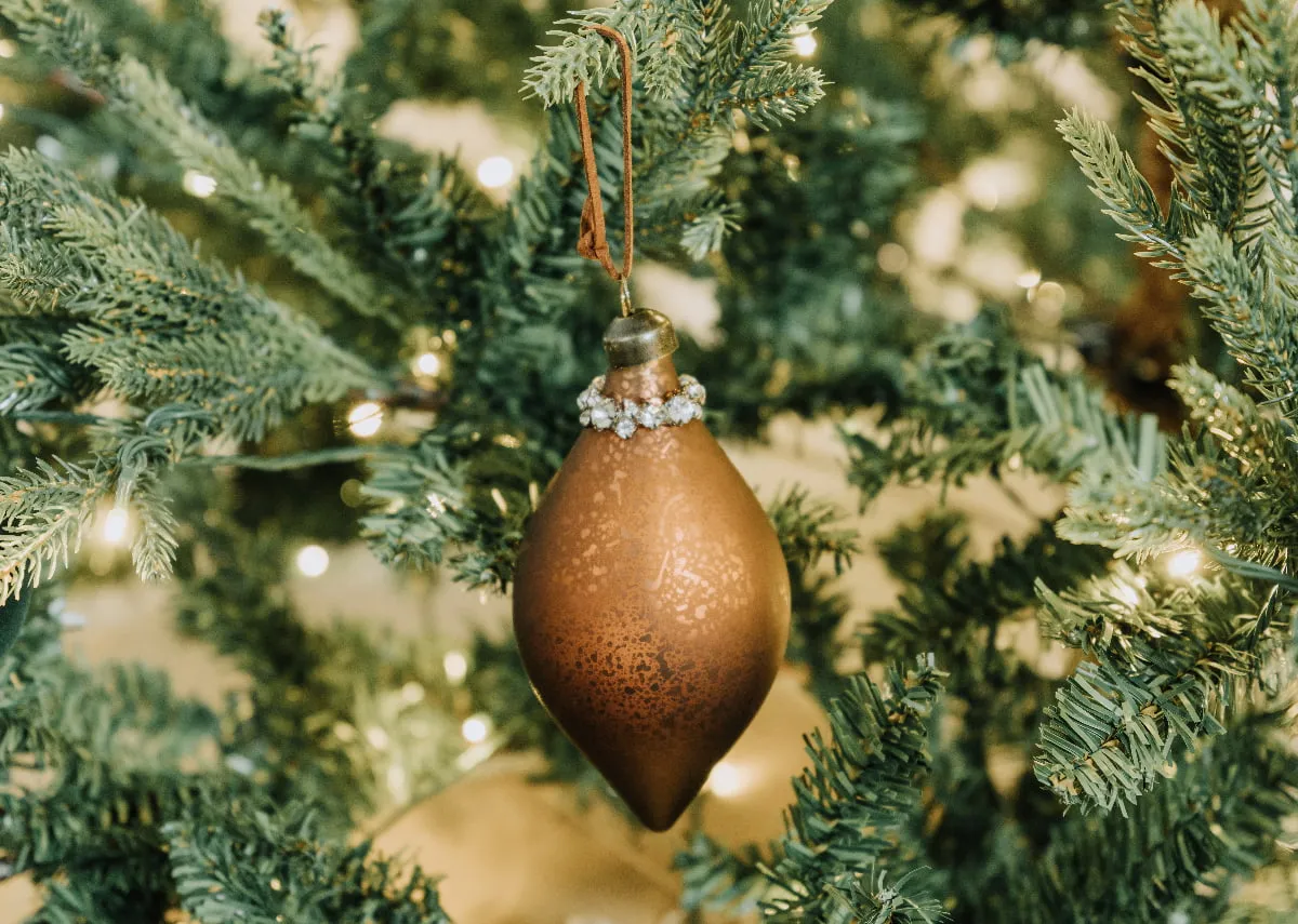 Set of 4 14cm Brown Drop Baubles - Underneath The Christmas Tree