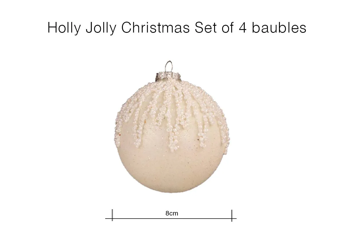 A dimension image of the Holly Jolly Bauble with 8cm