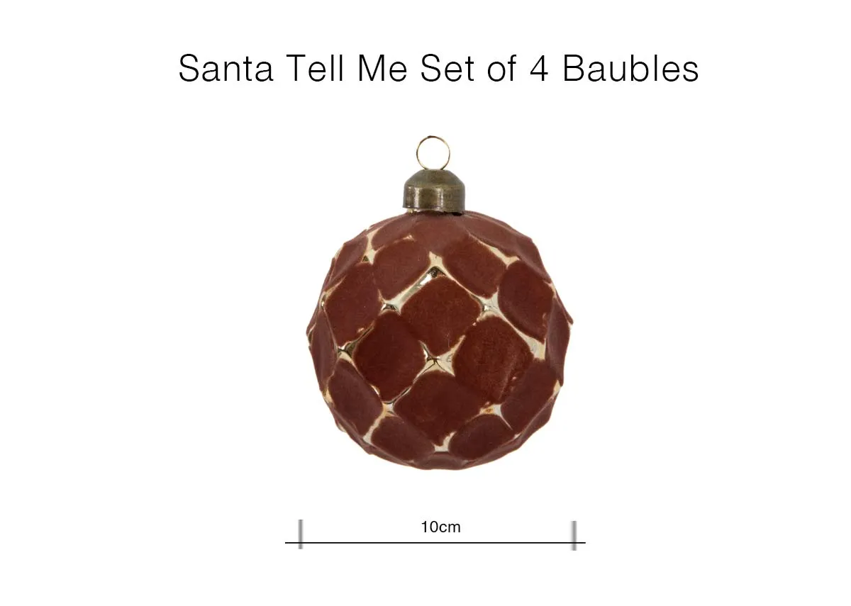 A dimension image of the Santa Tell Me Bauble set with 10cm