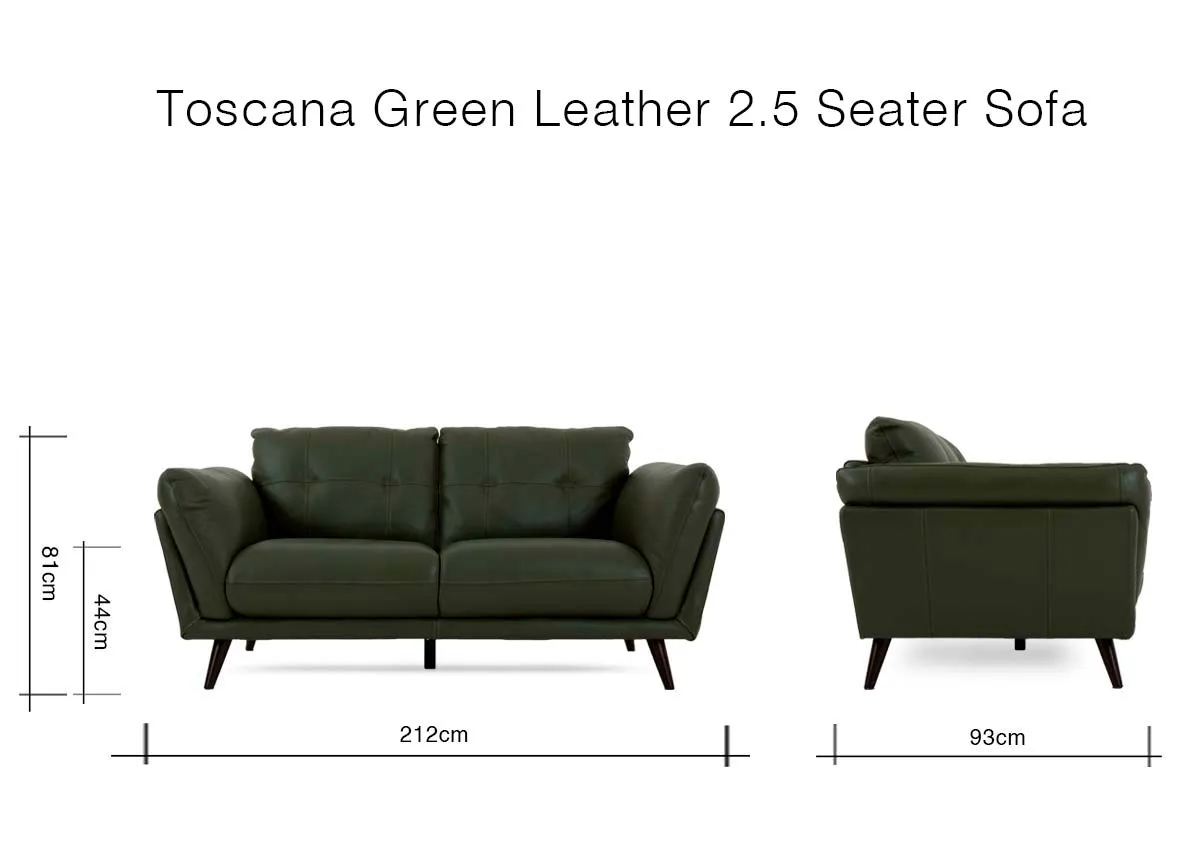 A dimension image of the Toscana 2.5 Seater with 212cm x 93cm x 51cm