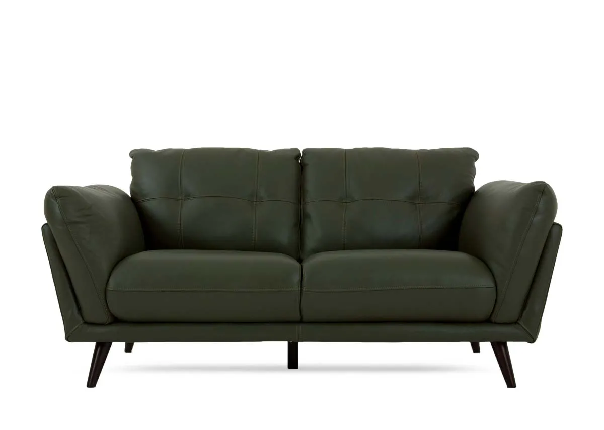 A 2.5 seater sofa in green leather from EZ Livings Toscana range.