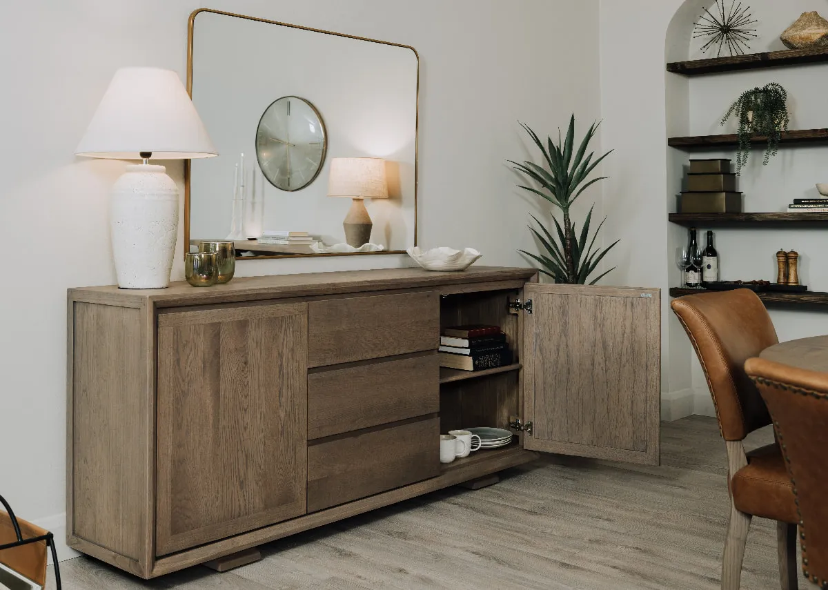 2 Door 3 Drawer Vintage Wood Sideboard - Gold Coast