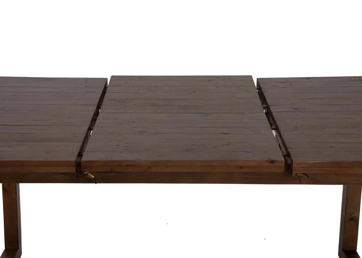 A cashew reclaimed wood dining table from EZ Livings Ladder range. Front view