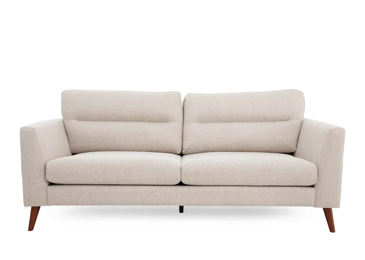 A 2 seater beige fabric sofa from EZ Livings Presley range. Front view