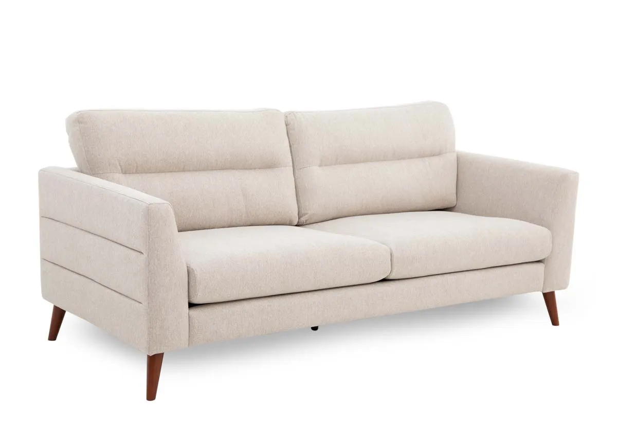 3 Seater Beige Fabric Sofa - Presley
