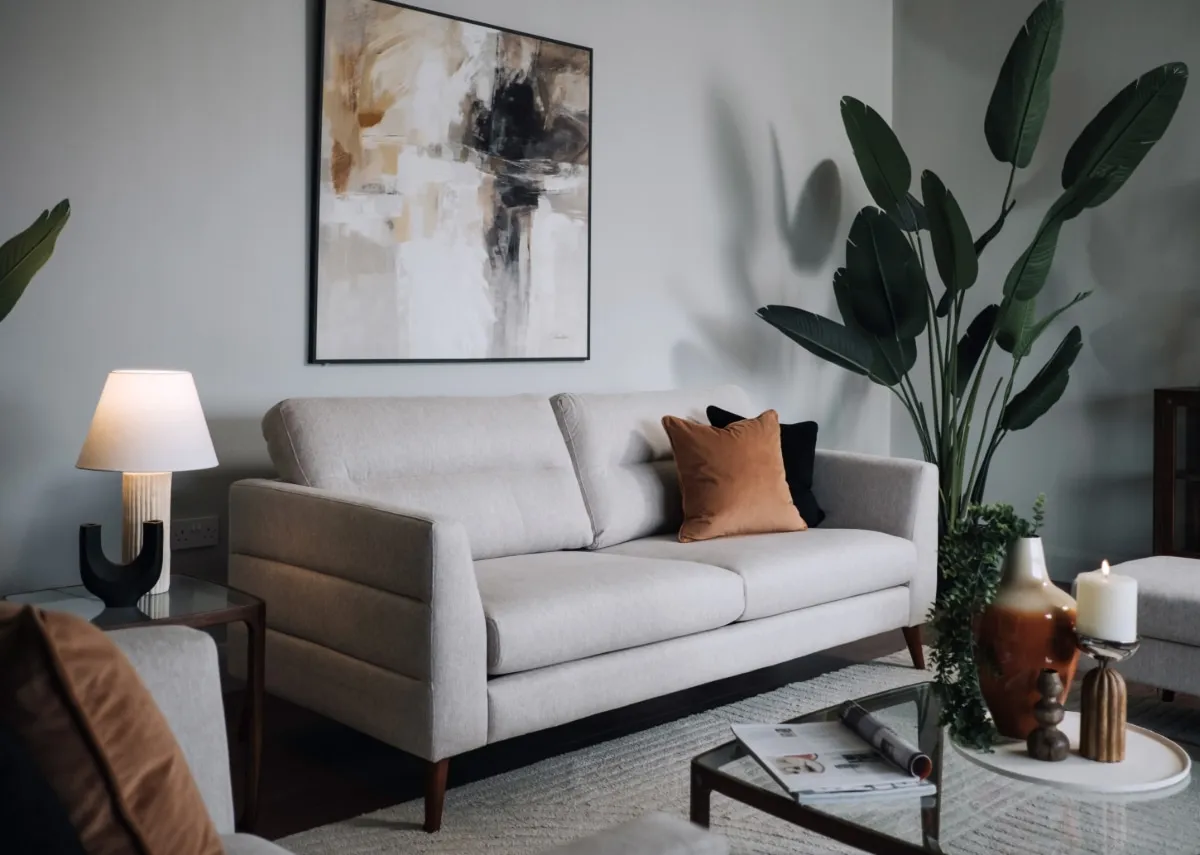 3 Seater Beige Fabric Sofa - Presley