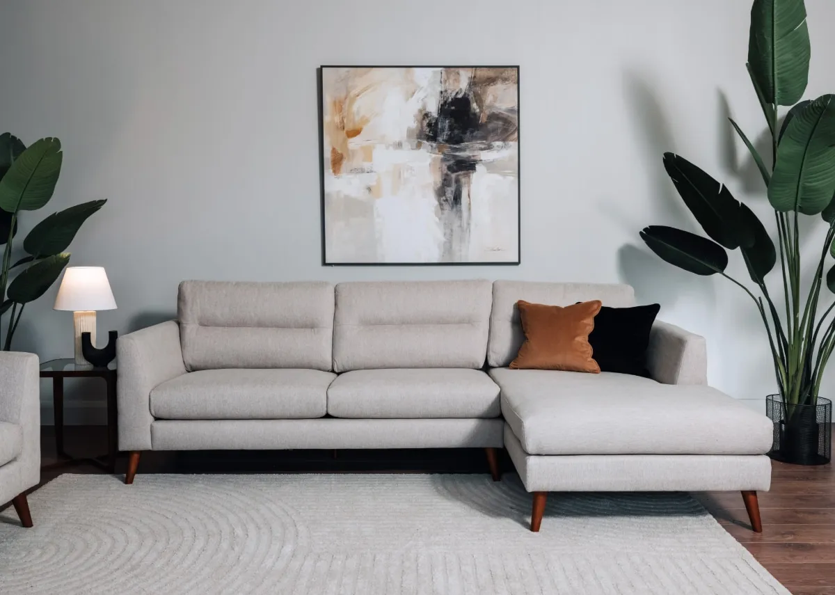 Beige Fabric Corner RHF Chaise - Presley