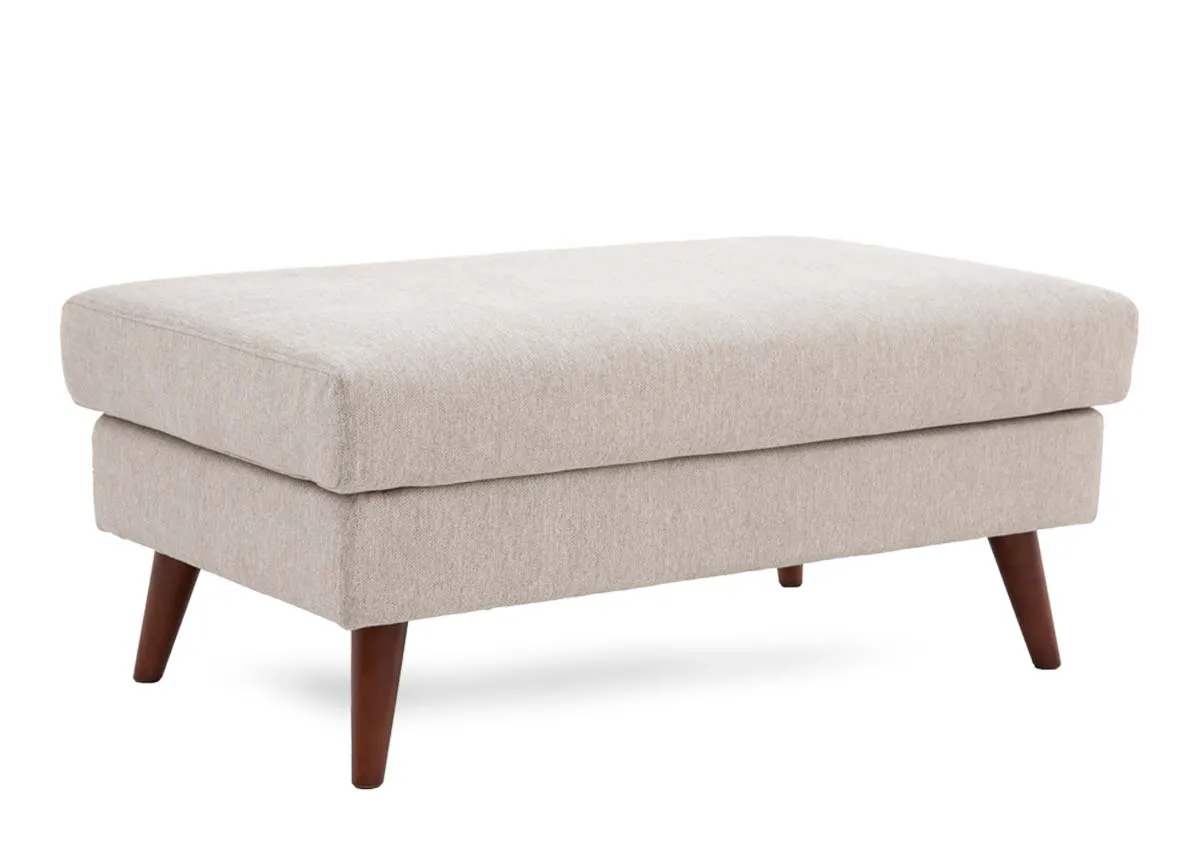 Large Beige Fabric Footstool - Presley