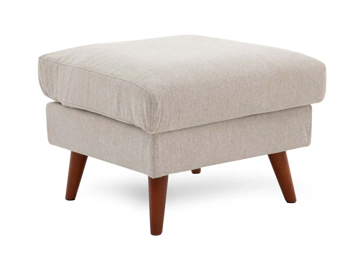 Small Beige Fabric Footstool - Presley