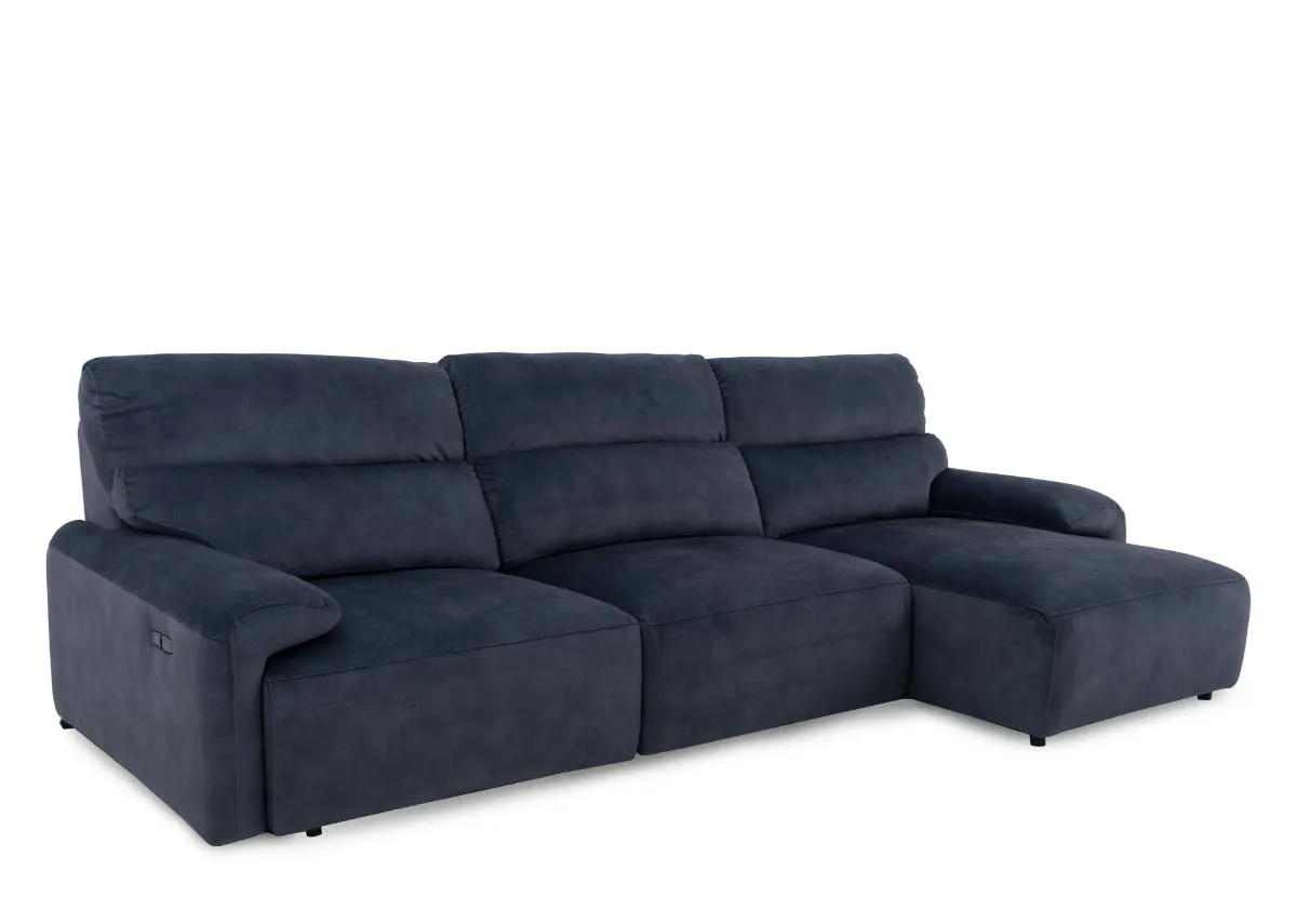 Navy Fabric LAF Power Chaise Sofa Bed - Davina