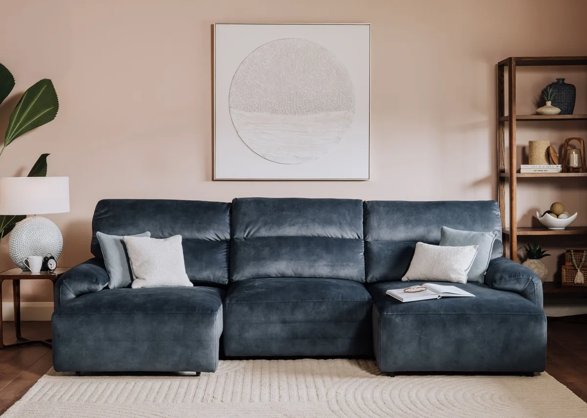 Grey Fabric RAF Power Chaise Sofa Bed - Davina