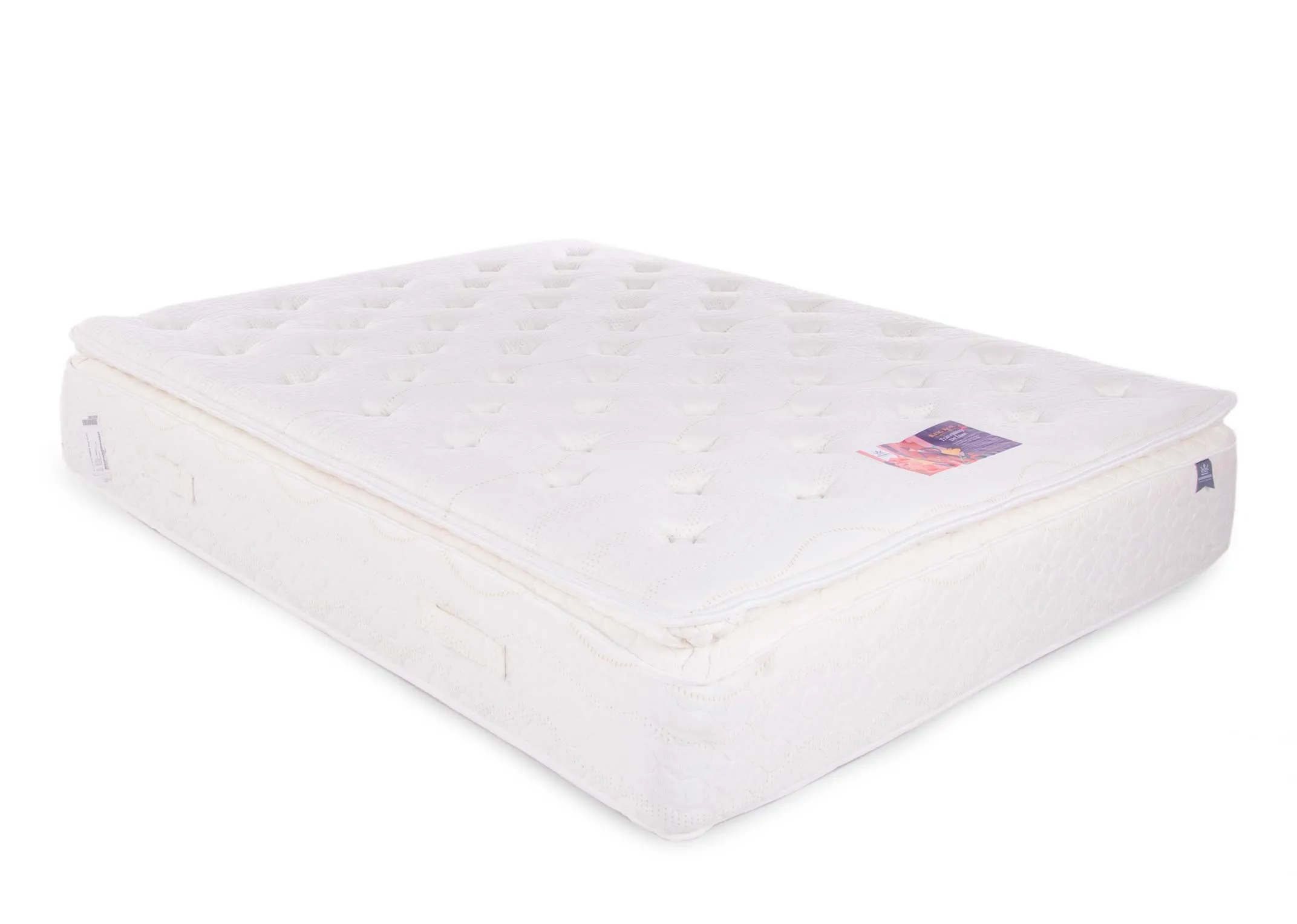 A 3ft single pocket spring mattress from EZ Living Furnitures Tranquility Deluxe range. Angled view of the mattress