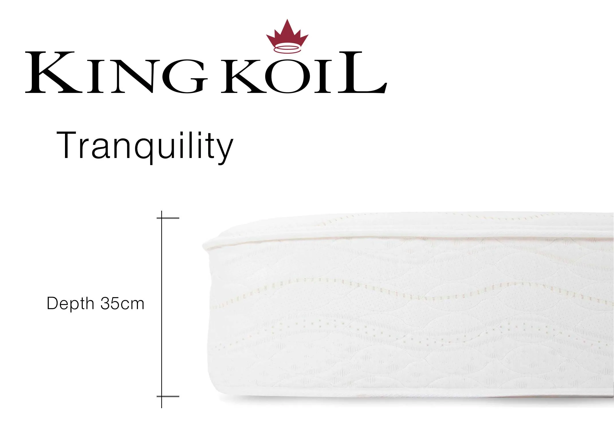 A dimension image of the tranquility Mattress with 35cm Depth
