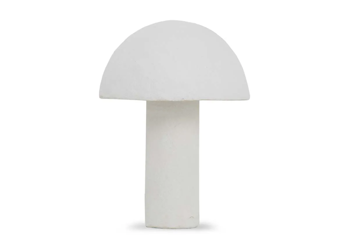 A white table lamp with helmet shade from EZ Living Furnitrue Hazel range. Front view