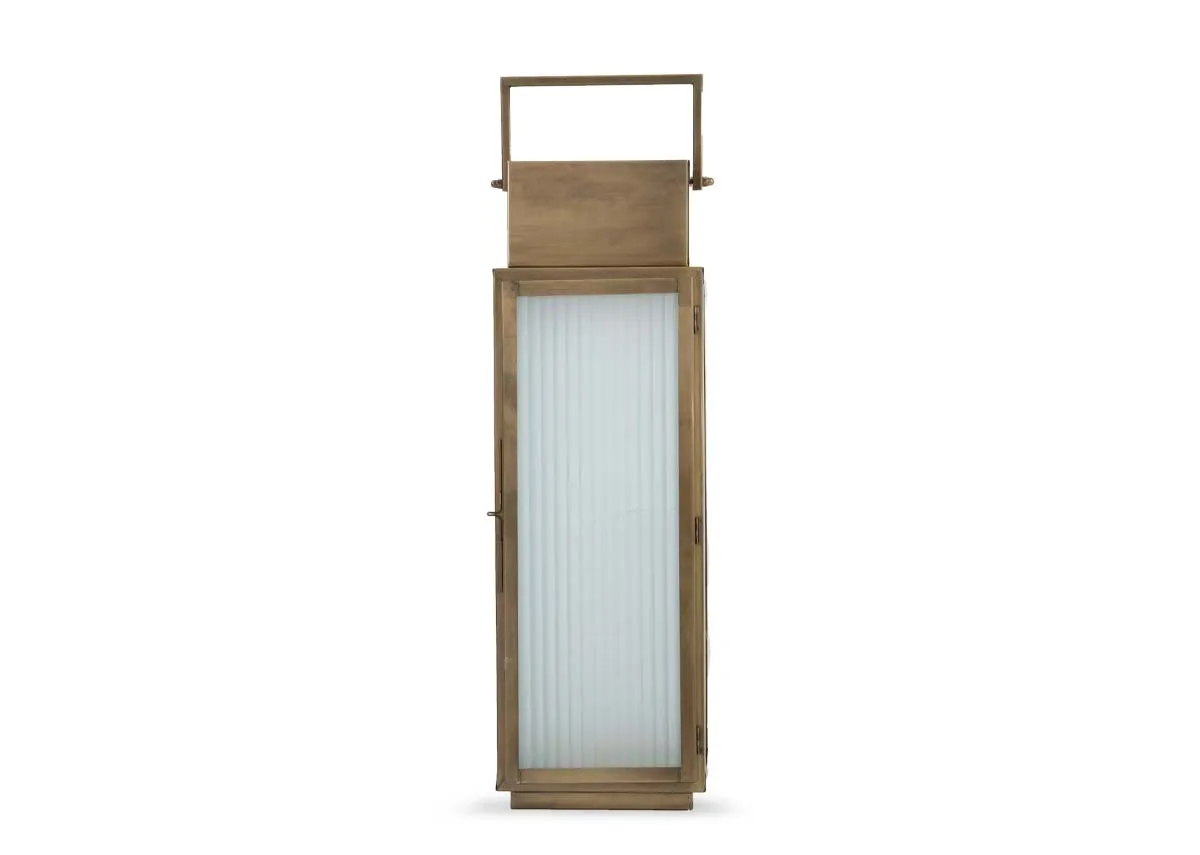 A large gold metal framed lantern from EZ Livings Dalia range. Front view
