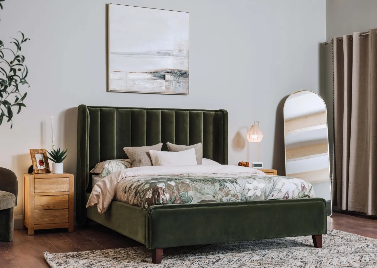 Super King (6ft) Green Fabric Bed Frame - Lowe