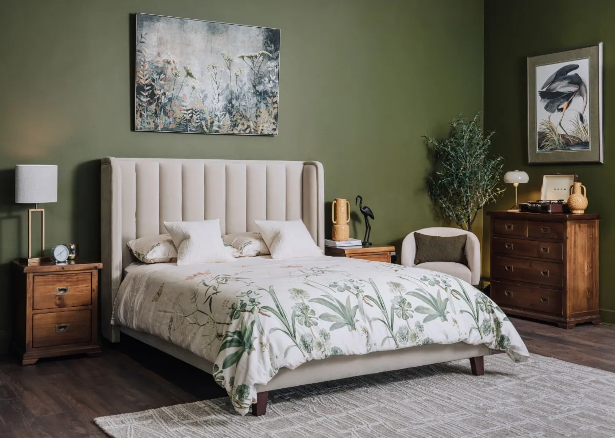 Super King (6ft) Beige Fabric Bed Frame - Lowe