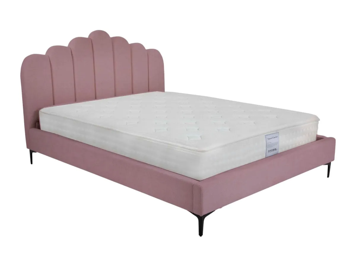 King Size (5ft) Pink Fabric Bed Frame - Faye